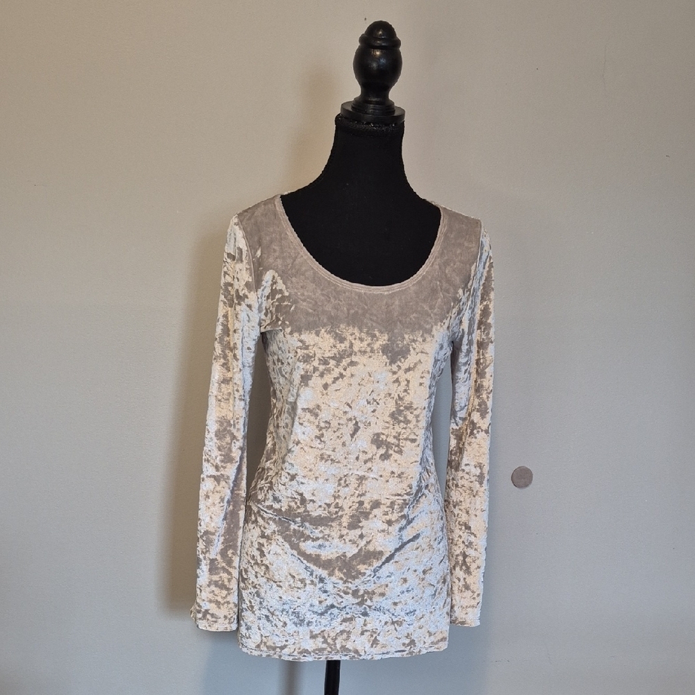 Elegant Velvet Long Sleeve Top - S